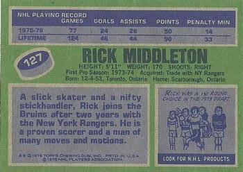1976-77 Topps #127 Rick Middleton Back