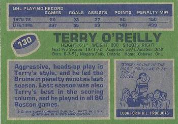 1976-77 Topps #130 Terry O'Reilly Back
