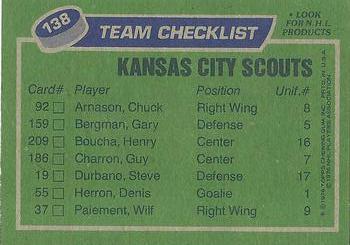 1976-77 Topps #138 Kansas City Scouts Back