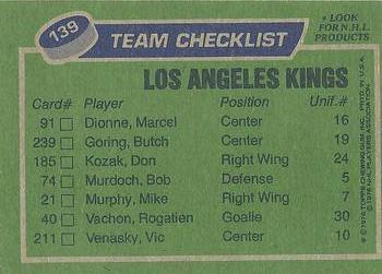 1976-77 Topps #139 Los Angeles Kings Back