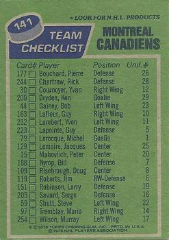 1976-77 Topps #141 Montreal Canadiens Back