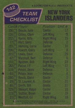 1976-77 Topps #142 New York Islanders Back