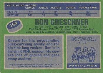 1976-77 Topps #154 Ron Greschner Back