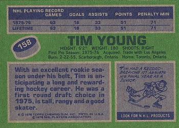 1976-77 Topps #158 Tim Young Back
