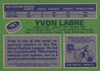 1976-77 Topps #161 Yvon Labre Back