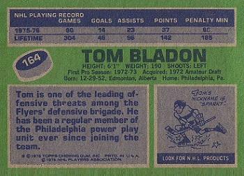 1976-77 Topps #164 Tom Bladon Back