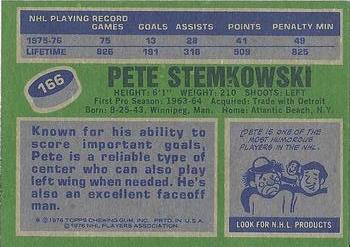 1976-77 Topps #166 Pete Stemkowski Back