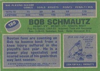 1976-77 Topps #189 Bob Schmautz Back