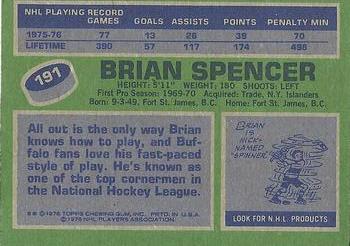 1976-77 Topps #191 Brian Spencer Back