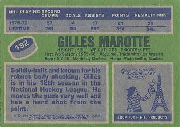 1976-77 Topps #192 Gilles Marotte Back