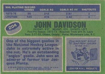 1976-77 Topps #204 John Davidson Back