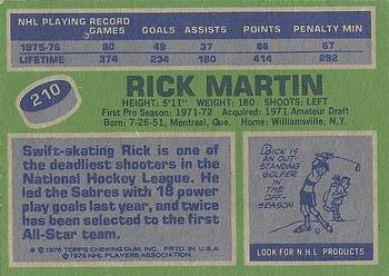 1976-77 Topps #210 Rick Martin Back