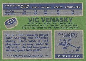 1976-77 Topps #211 Vic Venasky Back