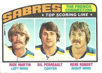 1976-77 Topps #214 The French Connection (Rick Martin / Gil Perreault / Rene Robert) Front