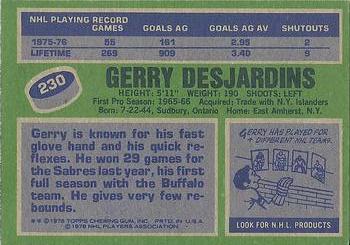 1976-77 Topps #230 Gerry Desjardins Back