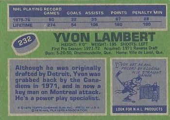 1976-77 Topps #232 Yvon Lambert Back