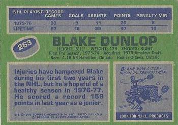 1976-77 Topps #263 Blake Dunlop Back