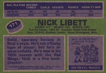 1976-77 Topps #171 Nick Libett Back