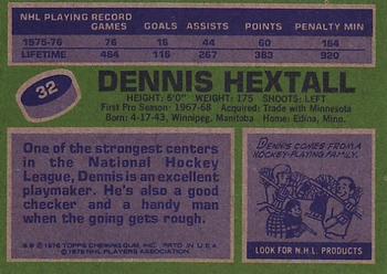 1976-77 Topps #32 Dennis Hextall Back