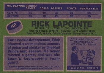 1976-77 Topps #48 Rick Lapointe Back