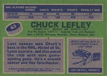 1976-77 Topps #63 Chuck Lefley Back