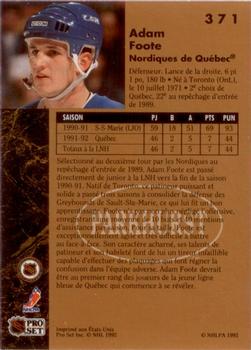 1991-92 Parkhurst French #371 Adam Foote Back