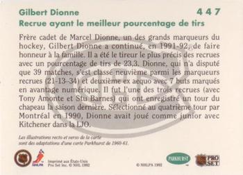 1991-92 Parkhurst French #447 Gilbert Dionne Back