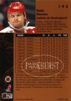 1991-92 Parkhurst French #195 Dale Hunter Back
