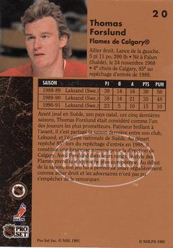 1991-92 Parkhurst French #20 Tomas Forslund Back