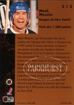 1991-92 Parkhurst French #213 Mark Messier Back