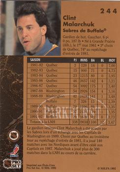 1991-92 Parkhurst French #244 Clint Malarchuk Back