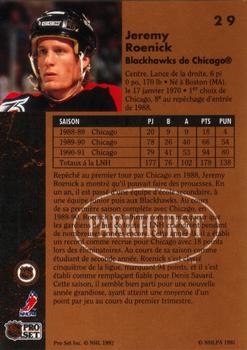 1991-92 Parkhurst French #29 Jeremy Roenick Back