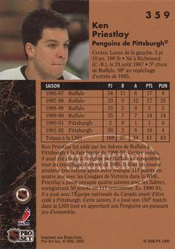1991-92 Parkhurst French #359 Ken Priestlay Back