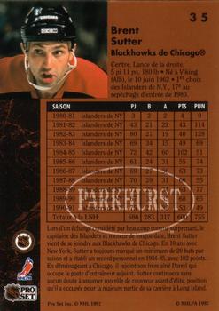 1991-92 Parkhurst French #35 Brent Sutter Back