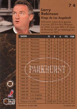 1991-92 Parkhurst French #74 Larry Robinson Back