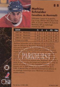 1991-92 Parkhurst French #88 Mathieu Schneider Back