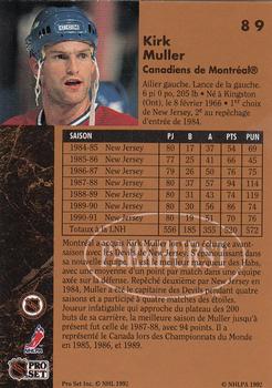 1991-92 Parkhurst French #89 Kirk Muller Back
