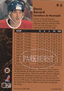 1991-92 Parkhurst French #93 Denis Savard Back
