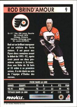 1991-92 Pinnacle French #9 Rod Brind'Amour Back