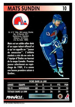 1991-92 Pinnacle French #10 Mats Sundin Back