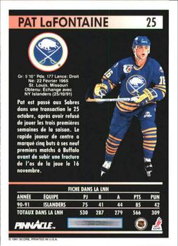 1991-92 Pinnacle French #25 Pat LaFontaine Back