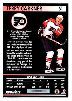 1991-92 Pinnacle French #51 Terry Carkner Back