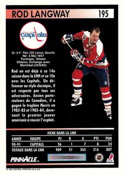 1991-92 Pinnacle French #195 Rod Langway Back