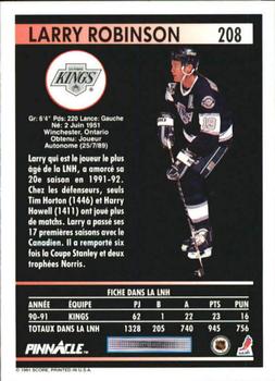 1991-92 Pinnacle French #208 Larry Robinson Back