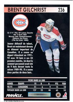 1991-92 Pinnacle French #236 Brent Gilchrist Back