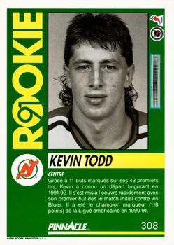 1991-92 Pinnacle French #308 Kevin Todd Back