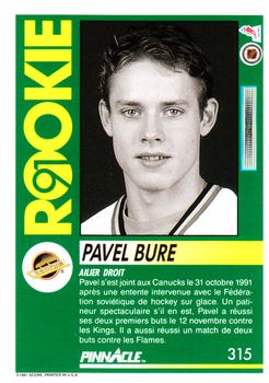 1991-92 Pinnacle French #315 Pavel Bure Back