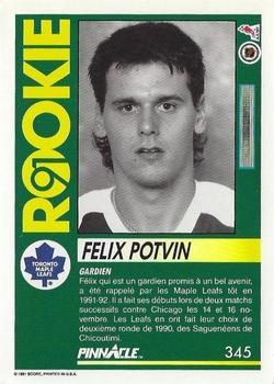 1991-92 Pinnacle French #345 Felix Potvin Back