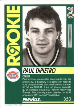 1991-92 Pinnacle French #350 Paul DiPietro Back