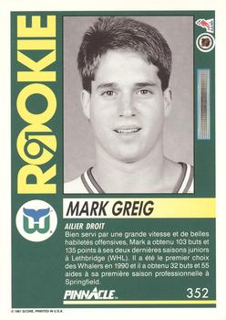 1991-92 Pinnacle French #352 Mark Greig Back
